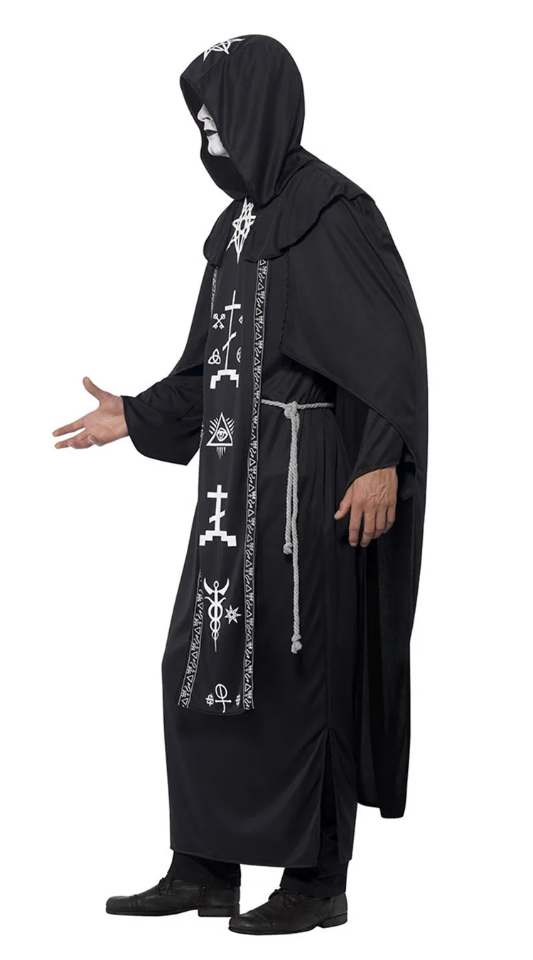 Monk Wizard Cosplay Halloween Medieval Catholic Priest Costume Men's Dreadful Pastor Carnival Party Women Role Play Fancy Dress