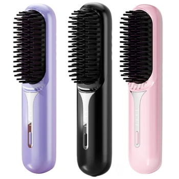 Image Fashion Hair Straightener Brush With Cordless And Rechargeable Hairdress Accesories Stylong Tool For Easy Use