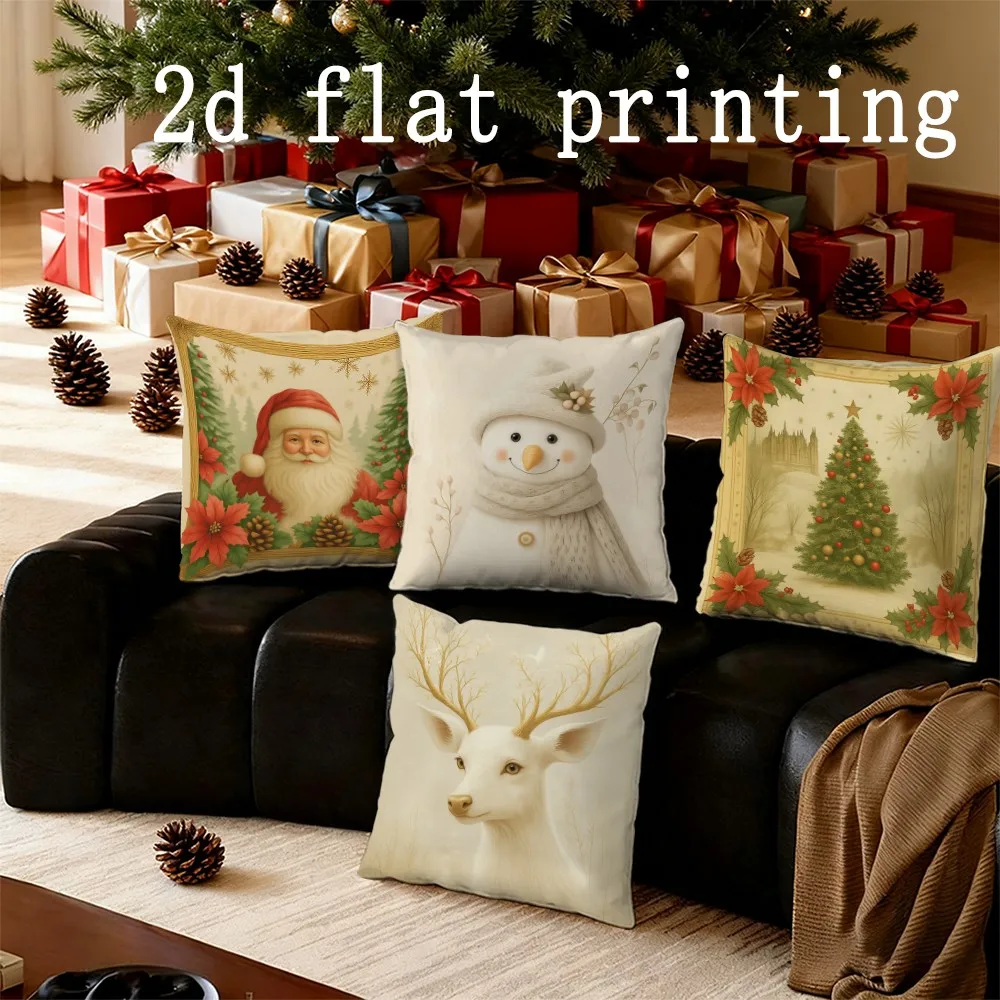 

Home Decor Christmas-themed Prints Pillow Covers for Home Pattern Cushion Cover Suitable for Sofa Bedroom Car Pillow Cover