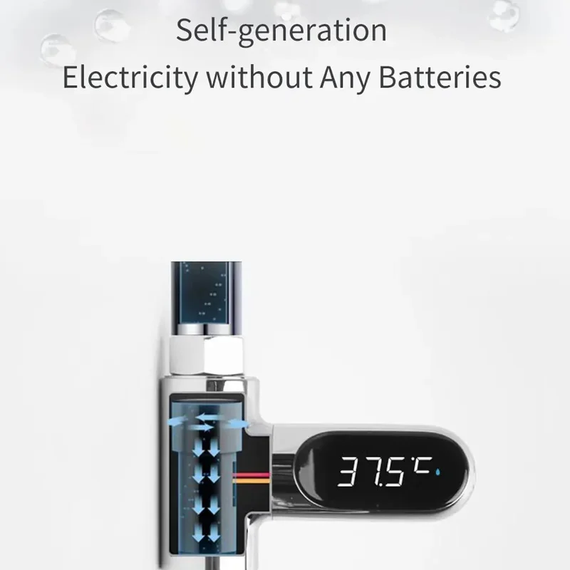 Youpin LED عرض المنزل دش المياه ميزان الحرارة تدفق المياه الذاتي توليد مقياس الحرارة رصد لرعاية الطفل