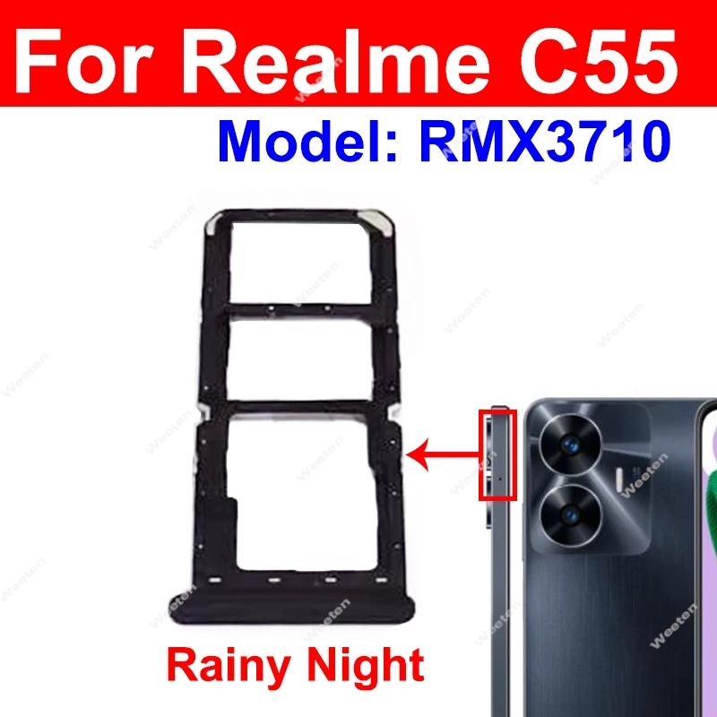 SIM Card Tray For Realme C51 C53 C55 4G Sim Card Tray SIM Card Holder Reader Slot Replacement Parts image 4