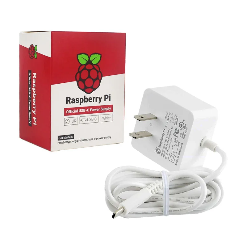 Original Raspberry Pi 4 Model B Official Power Adapter 5.1V 3A For Raspberry Pi 4 USB Type-C Power Charger EU US UK Plug Supply