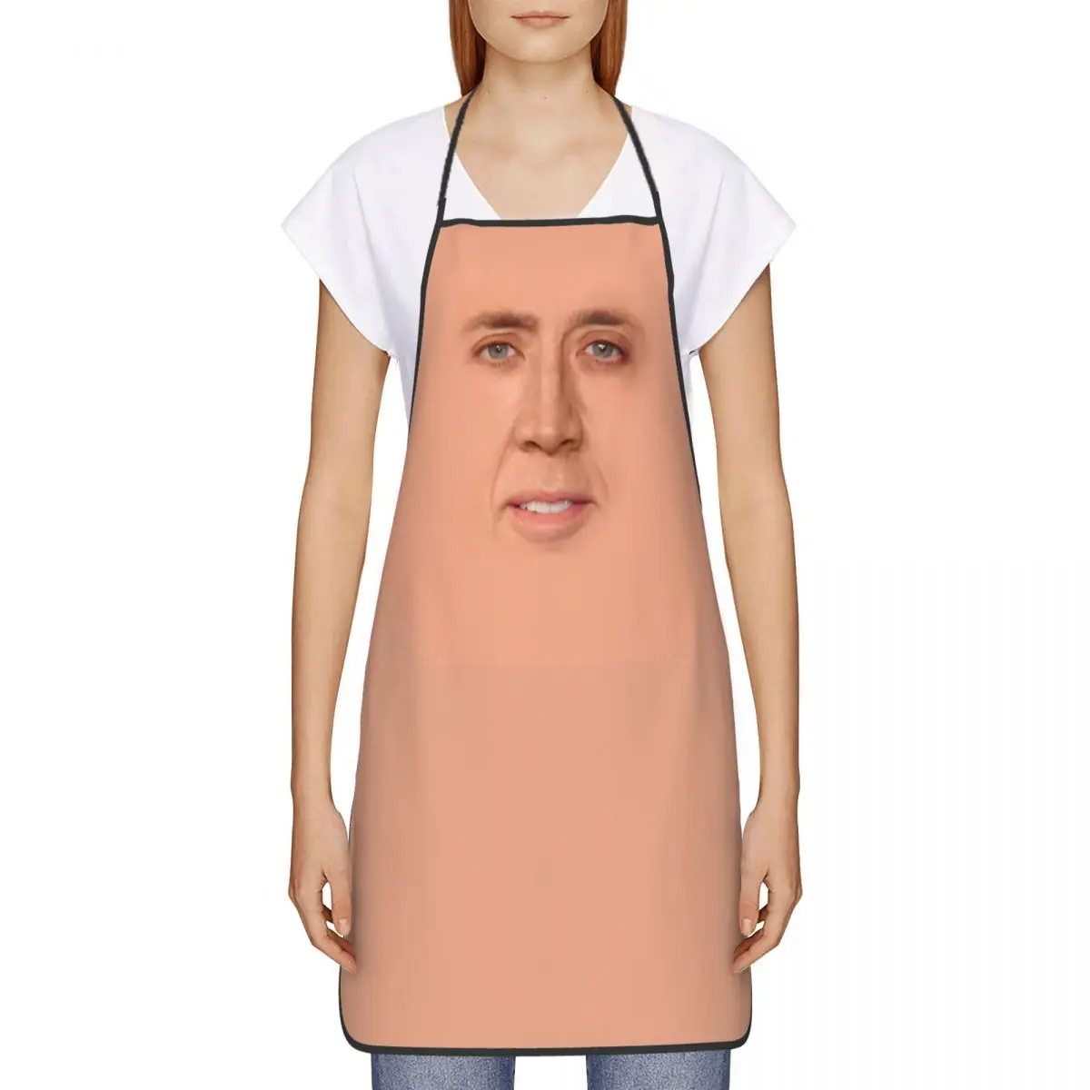 Nicolas Cage Face Polyester Aprons 52*72cm Cuisine Grill Baking Bib Tablier Restaurant Pinafores for Chef Barista