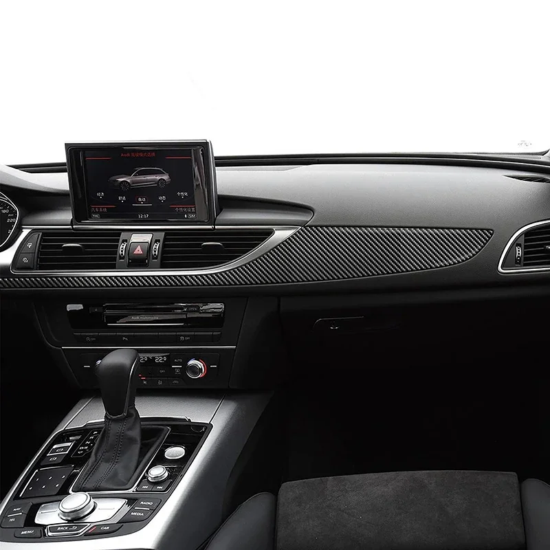 For Audi A6 C7 2012-2018 Carbon Fiber Sticker Interior Console Dashboard Panel Decoration Cover Car inside Trim Accessories