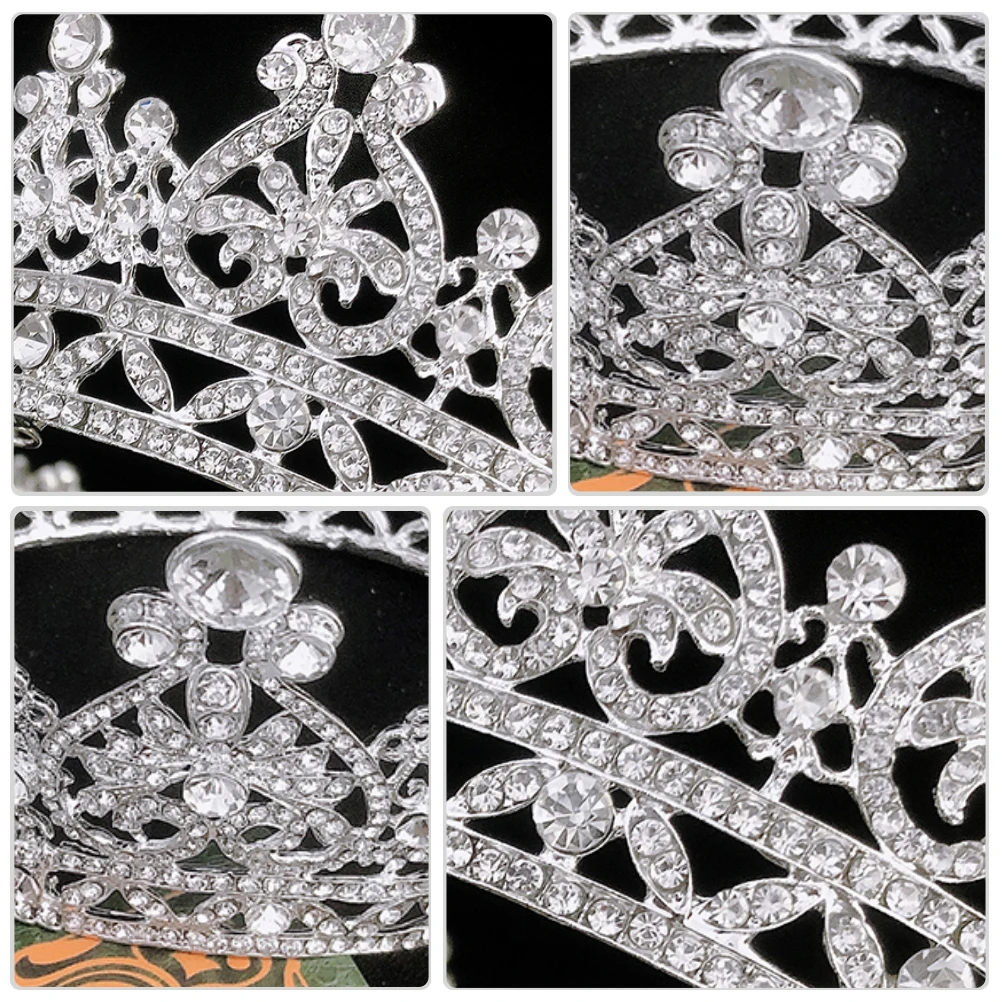 

Rhinestone Crown Crystal Silver Round Headb Hair Jewelry Piece Bridal Bridesmaid Party Accessories Alloy Decoration