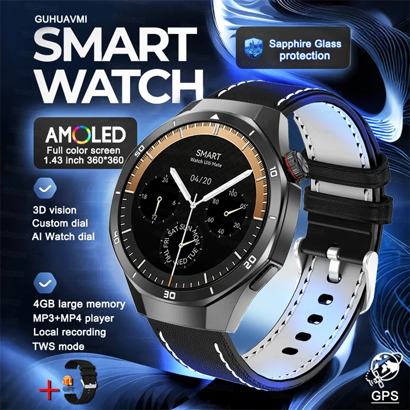 Smart Watch Men Outdoor Sport GPS 4GB Local Music Video Playback IP68 Blood oxygen Call Smartwatch For Android iOS