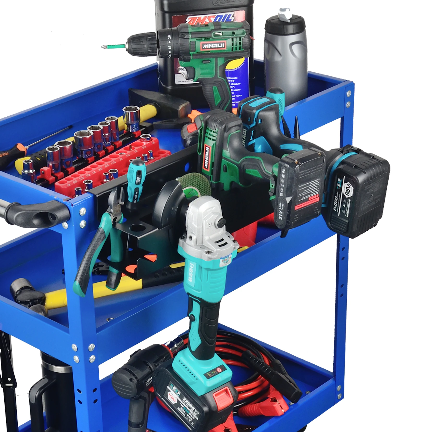Power Tool Organizer Rack Angle Grinder Bay Quick Access Impact Drill Holder Wrench Holder Utility Racks Tool Chest Workbench