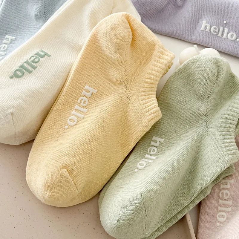 Women Socks Low-cut 2023 Spring Summer New Candy Color Cotton Anti-slip Socks Colorful Breathable No Show Short Socks Casual