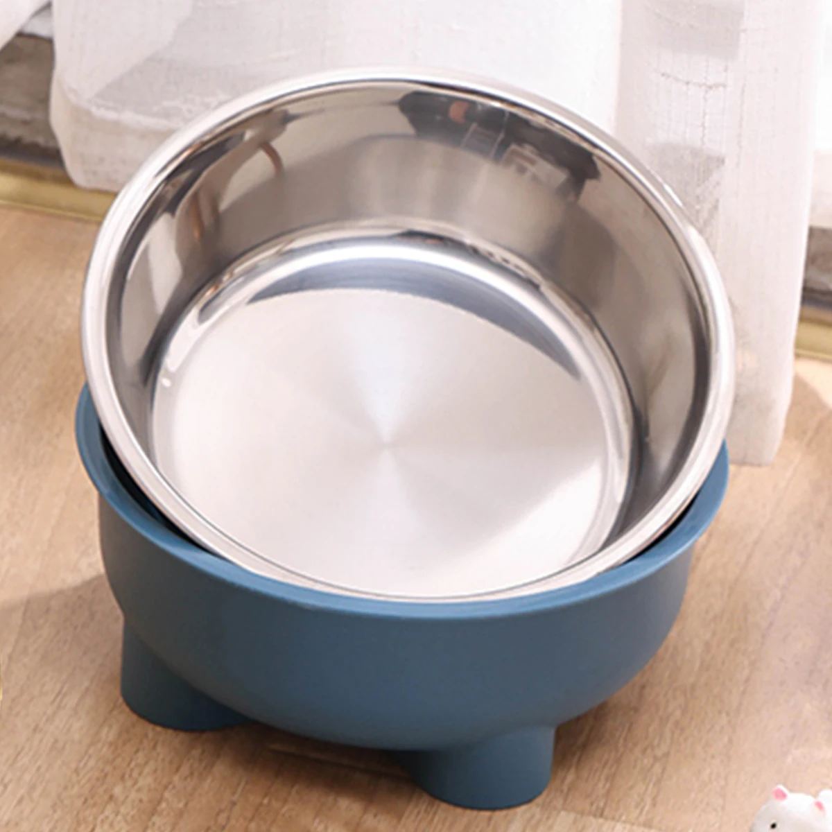 1PC Four-Legged Solid Color Stainless Steel Pet Dog Bowl And Cat Bowl For Indoor And Outdoor Use