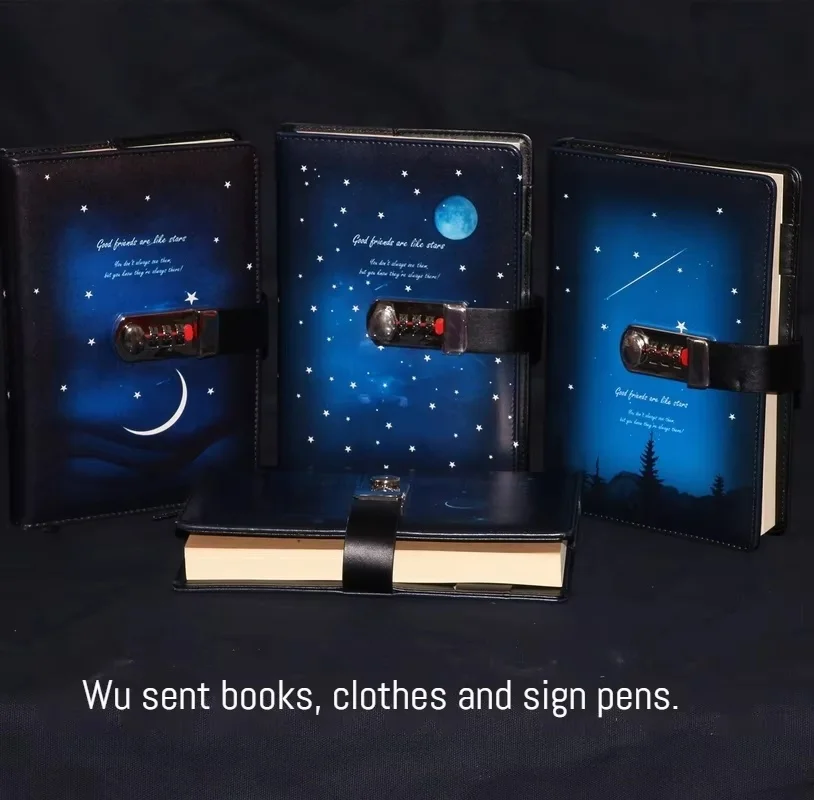 PU Leather Notebook Diary New Password Lock Notebook Creative Diary Notebook 130 Pages 260 Pages Student Secret Custody