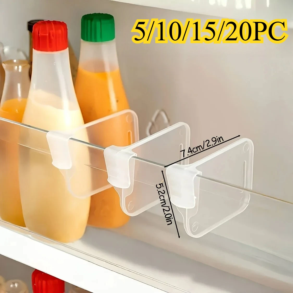 

5 10 15 20PCS Sturdy Clear Refrigerator Organizer Dividers Adjustable Fridge Storage Kitchen Cabinets Space Saving Compartments