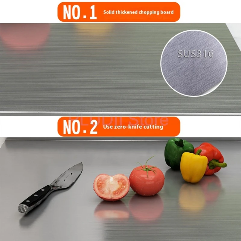 316 Stainless Steel Panel Rolling Dough Board Chopping Block Thickened Countertop Kneading Antibacterial Mould-Proof  Easy Clean