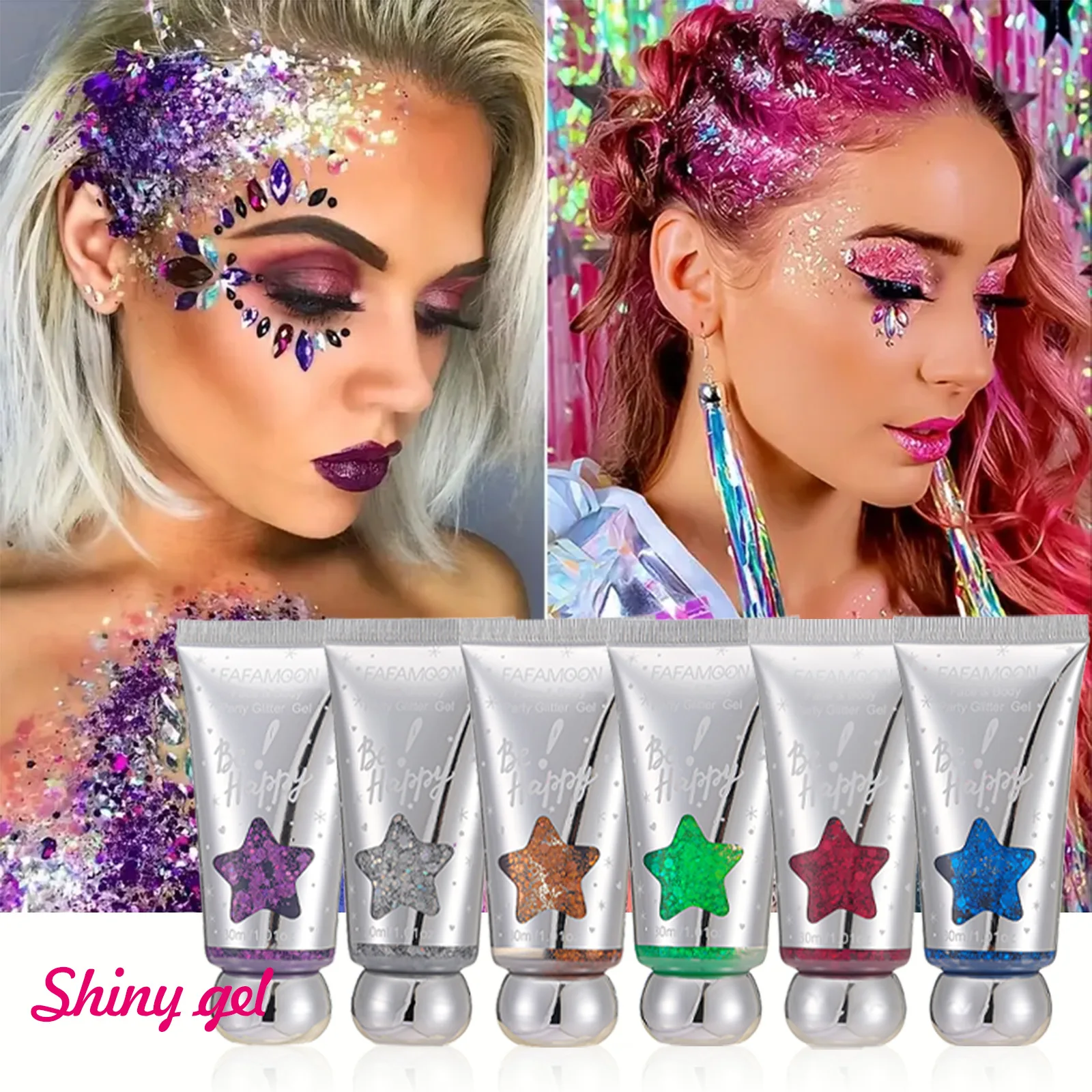 Eye Glitter Nail Hair Body Face Glitter Gel Art Flash Loose Sequin Cream With Smear Spoon Festival Glitter Decor Multifunctional