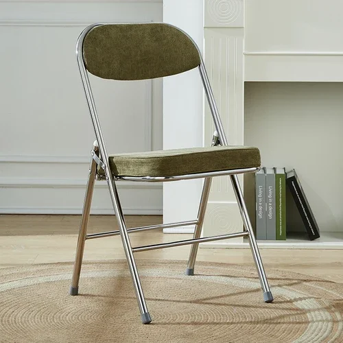 Retro Corduroy Dining Chairs Chairs for Kitchen Furniture Backrest Chair Neoclassical Design Creative Dining Room Folding Chair