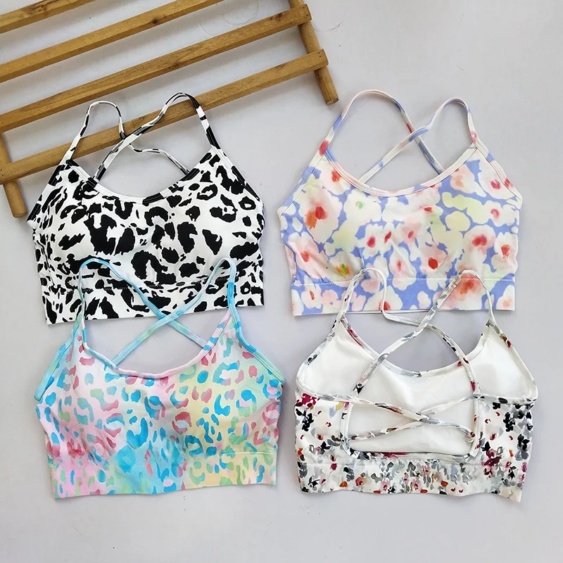 

Cross Ba Sports Bra Women's Fitn Yoga Vest oproof Gathered Daily Wear Nylon Fabric Sweat Absorbent No Steel Ring