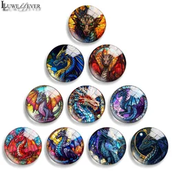 12mm 10mm 20mm 25mm 30mm 40mm 900 Dragon Art Mix Round Glass Cabochon Jewelry Finding 18mm Snap Button Charm Bracelet