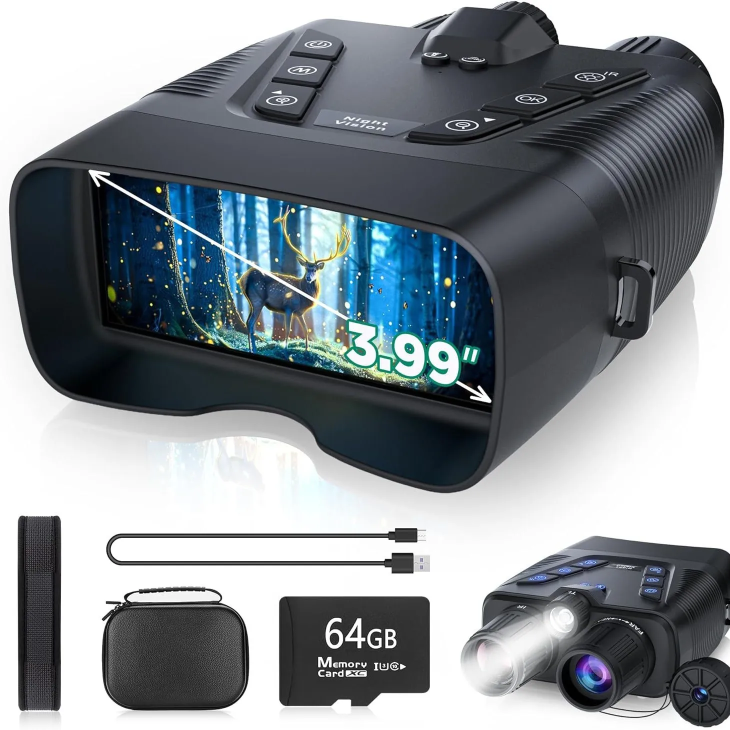 new 4K high definition night vision device with light binoculars digital telescope night fishing patrol bird