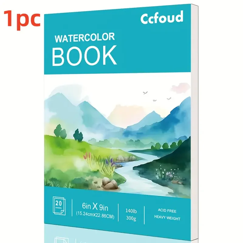 2 قطعة 12 ورقة كراسة رسم بالألوان المائية 14.81 × 21.01 سم، ورق ألوان مائية بالضغط البارد (63.5 كجم/300 جرامًا)، مياه ملزمة حلزونية C