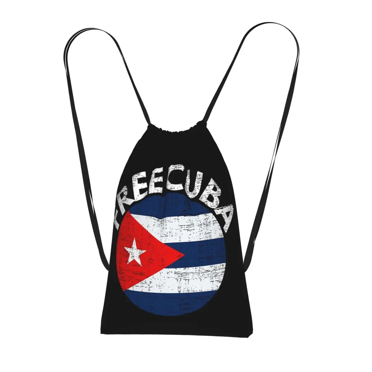 Cuban Cuba Country Flag Drawstring Backpack Sports Gym Bag Portable Travel Drawstring Bag for Men Women