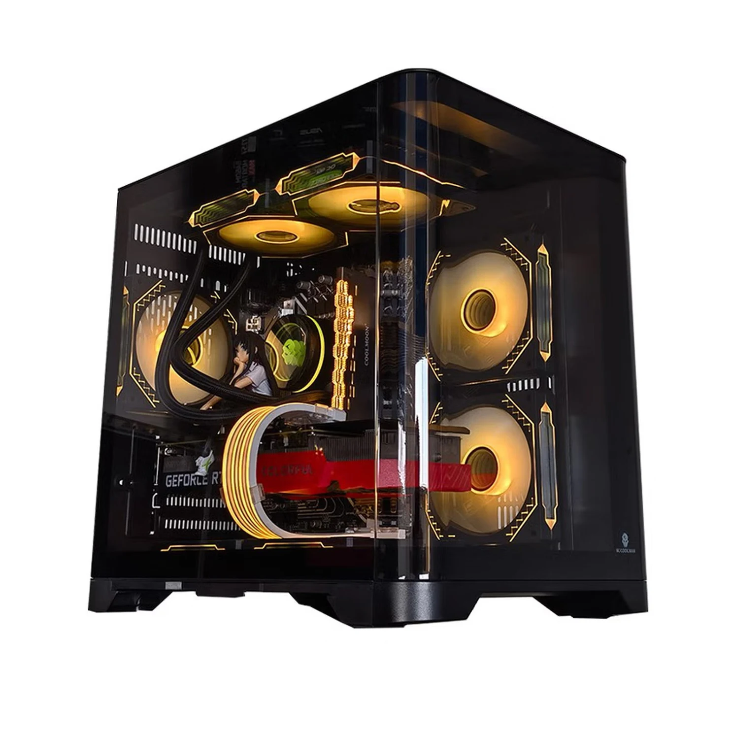 

WJCOOLMAN Sky Ceiling MINI sea-view room with curved glass computer case supports MATX motherboard and 240 water cooling system