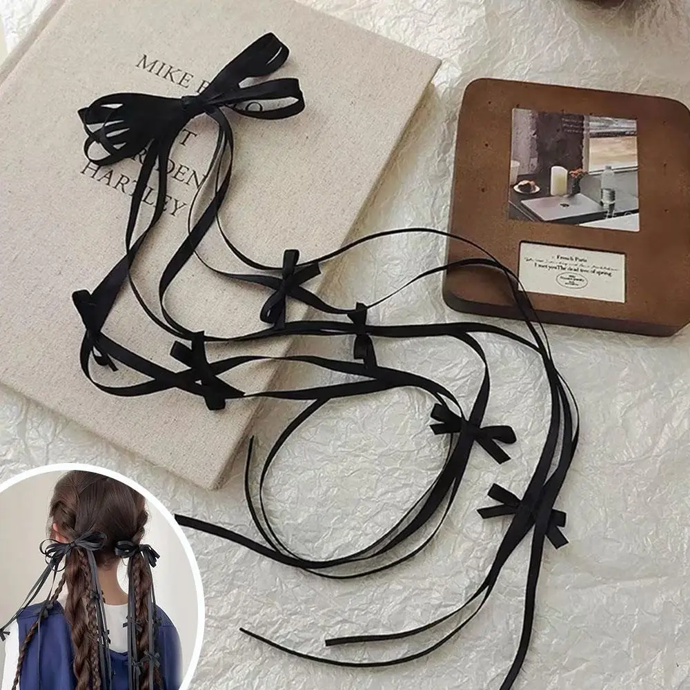 

Длинная лента, черная заколка для волос, стиль балетной девушки, французский галстук-бабочка, лента для волос, милый головной убор, модные заколки в виде утконоса, аксессуары