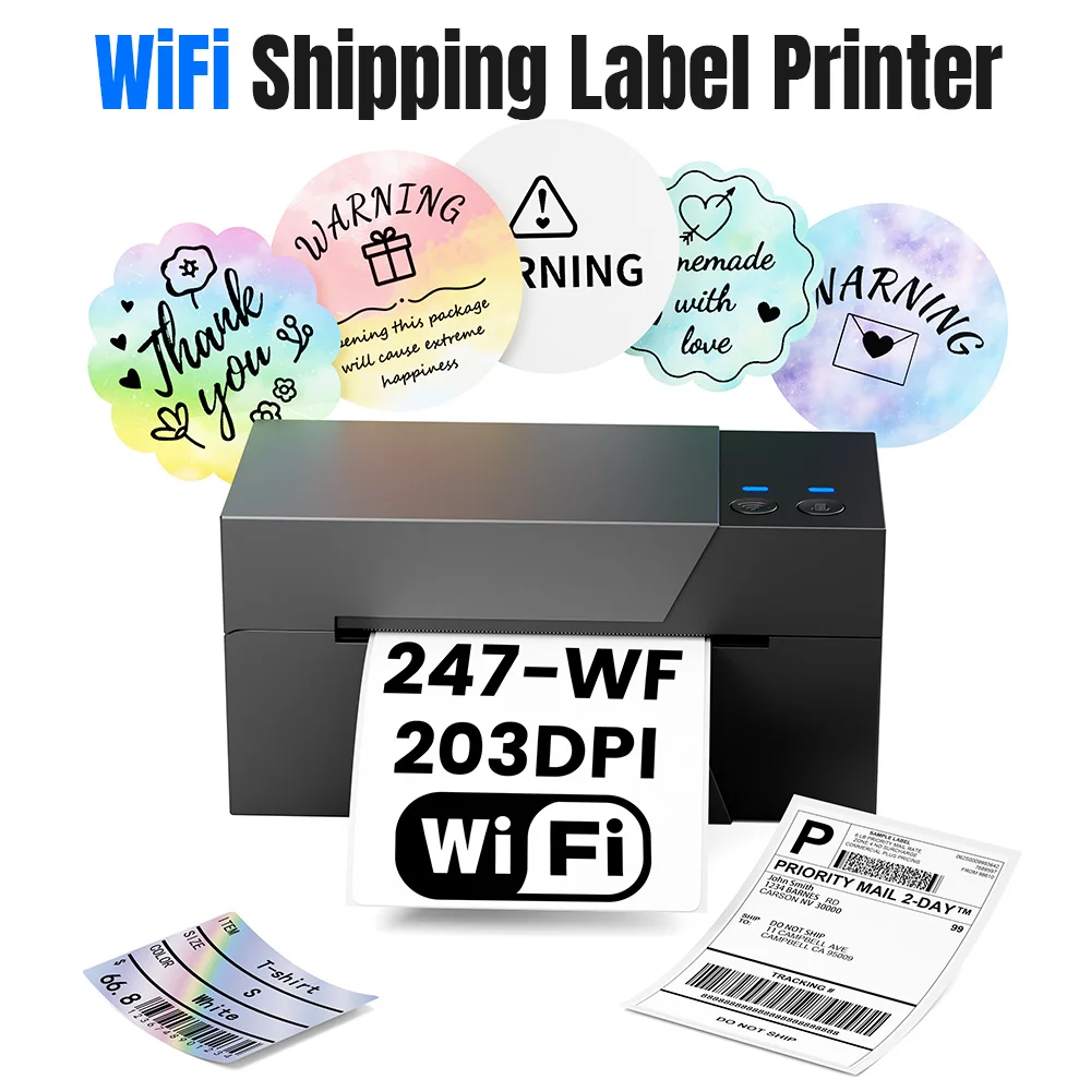 

247-WF 4x6 WiFi Thermal Shipping Label Printer for Multiple Types of Platforms, Commercial & Home Use, Wireless Thermal Printer