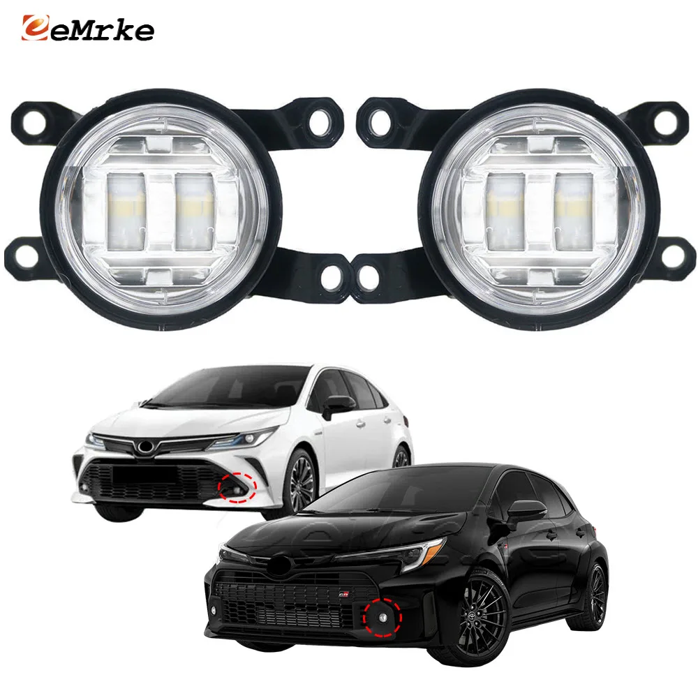 

2X 30W White Yellow Led Fog Lights Assembly for Toyota GR Corolla Alits Sport 2022 2023 2024 Car Anti Fog Lamp with Lens DRL 12V