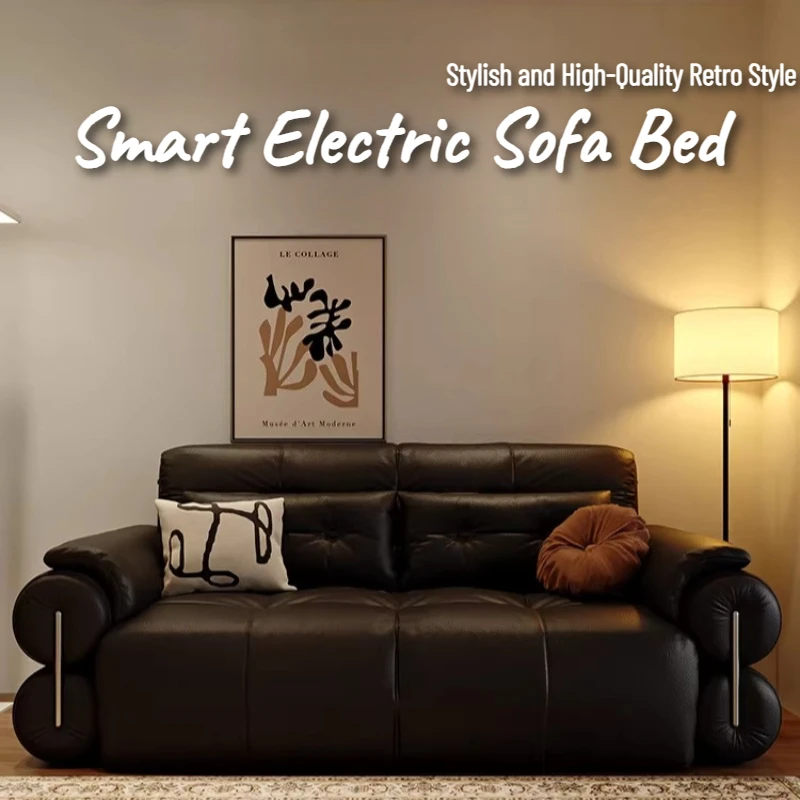 

Straight Row Sofa Multifunctional Art Electric Retractable Sofa Bed Corner With Sleeping Function Full Size Frame Furniture Home