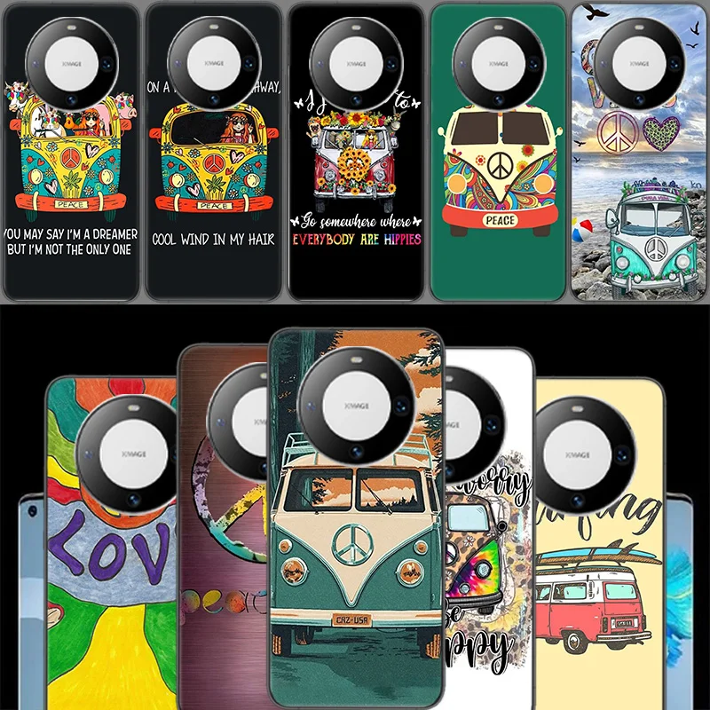 Hippie Peace Bus and Sunflower Phone Case For Huawei P40 Lite P50 Pro P30 P20 P10 Y5 Y6 Y7 Y9 2019  Mate 30 20 Pro 10 Lite Cover