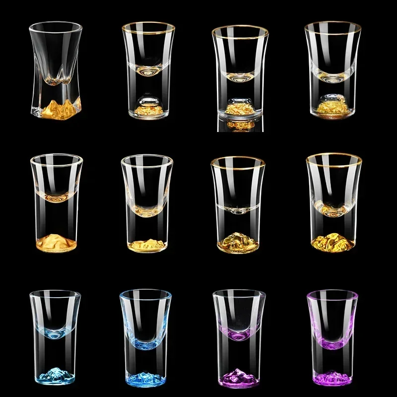 6個入り-クリスタル-ウォッカ-ショットグラス-05オンス-ミニサイズ-金箔ワイングラス-スピリッツ-日本酒-韓国焼酎-ブランデー-ショットカップ