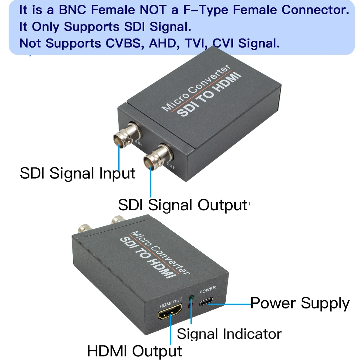 SDI Converter to 3G/SD/HD-SDI to HDMI-compatible Audio Video Converter Adapter for HD Monitor Camera Projector SDI DVR