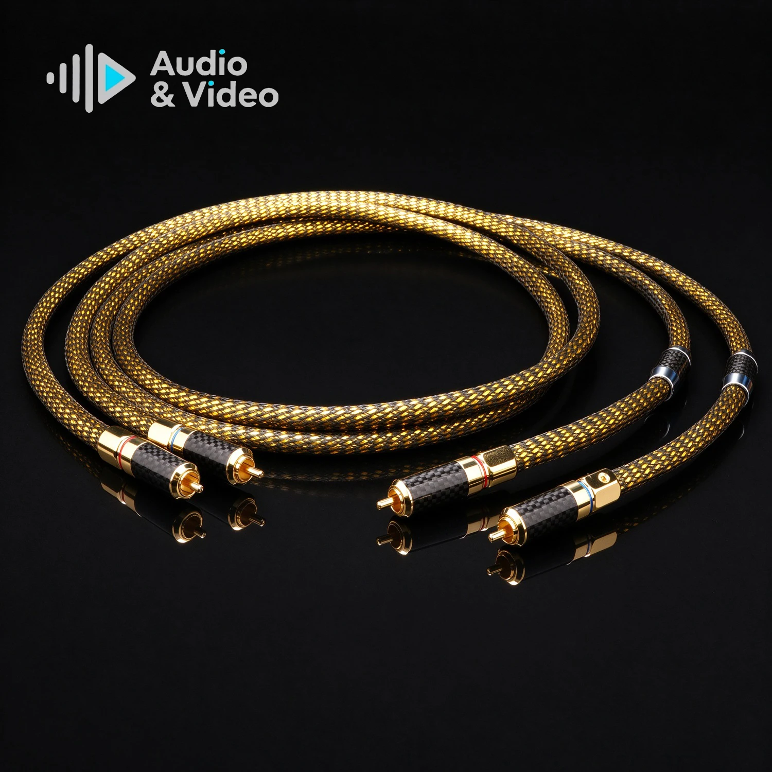 Złoty kabel XLR 8N OCC posrebrzany, pozłacany kabel audio referencyjny RCA z wtykami RCA XLR do wzmacniacza i miksera. — zdjęcie produktu 2
