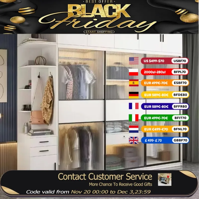 

Large Modern Glass Wardrobes Sliding Doors Luxury Organizer Storage Closet Display Space Saving Armario Tela Furniture Home