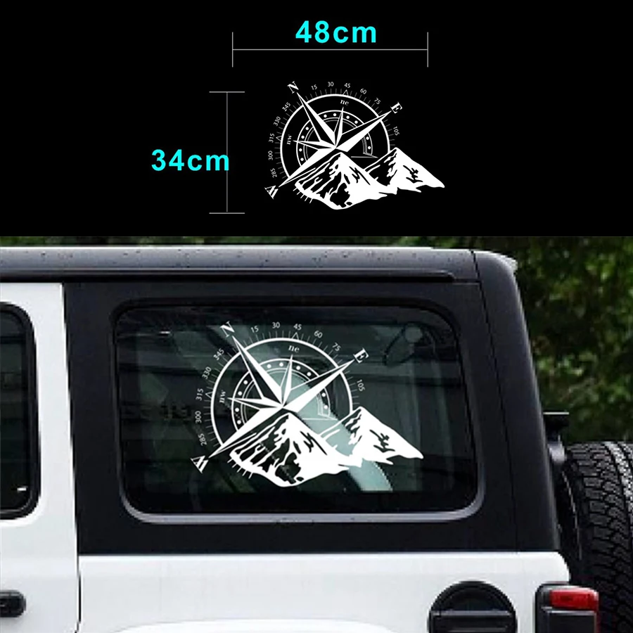 

White car sticker compass Mountain Car Hood graphic Decal Auto Vinyl Sticker Universal