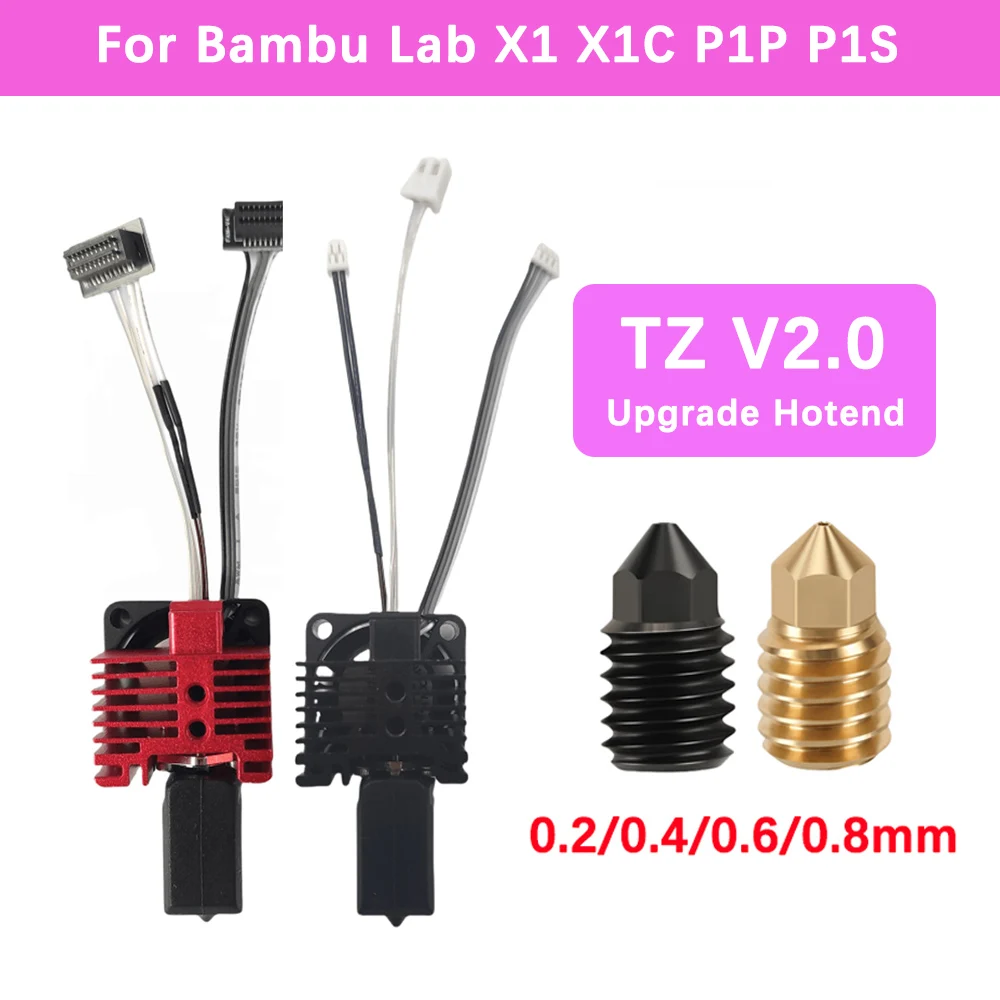 

Обновление Hotend для Bambu Lab P1P P1S X1 X1C Комплект горячего конца Термистор Биметаллическое горло Сопло из закаленной стали TZ V2.0 Печатающая головка