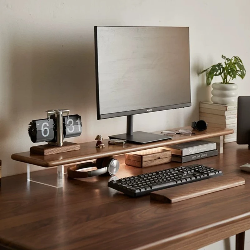 Wooden Monitor Riser Stand Desktop Computer Storage Bracket Office Acrylic Leg Monitor Organizer Support Household Monitors Base