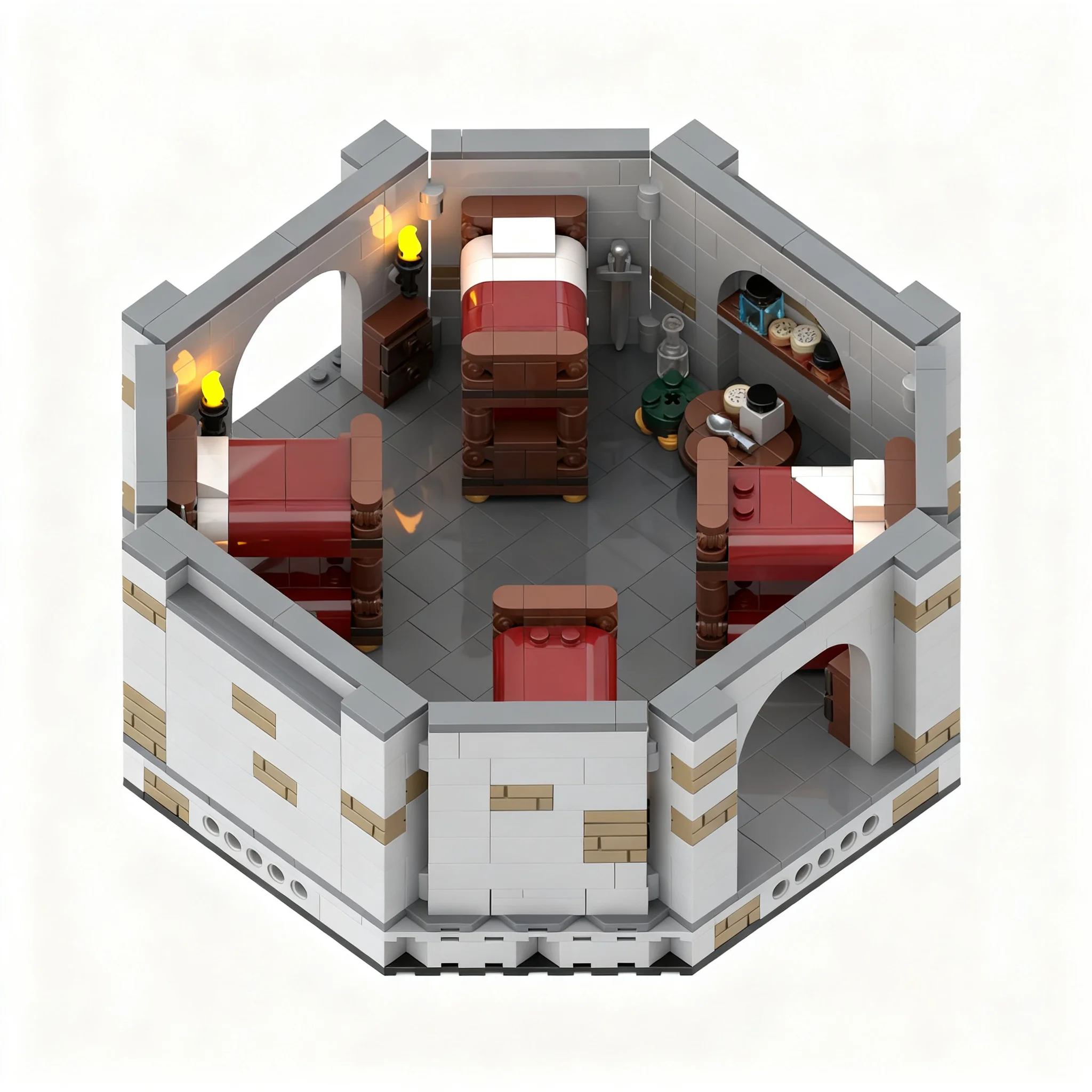 977pcs MOC Castle The Dormitory Instructions PDF Wolf Castle Model Toy Building Blocks Construction Christmas Gifts DIY Kids