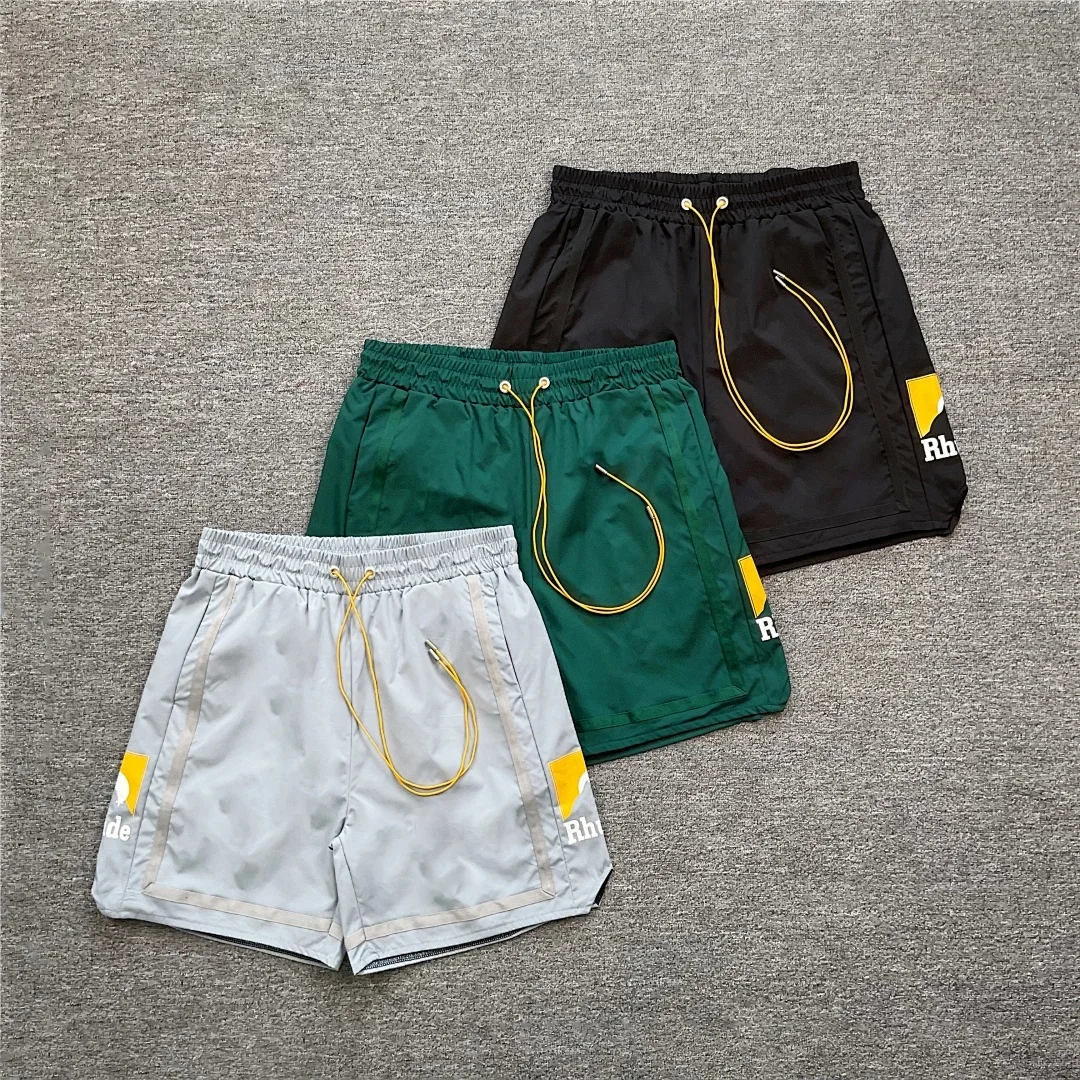 American High Street Style  Quick Dry Beach Corduroy Printed Casual Shorts Loose Fit Straight Leg mid Waist