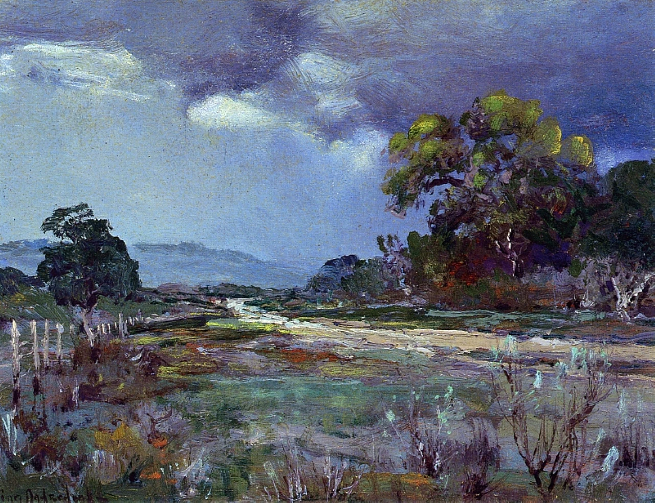 

100% Handmade Famous Oil Painting Reproduction on Linen Canvas,Approaching Rain Southwest Texas 1922 by Robert Julian Onderdonk