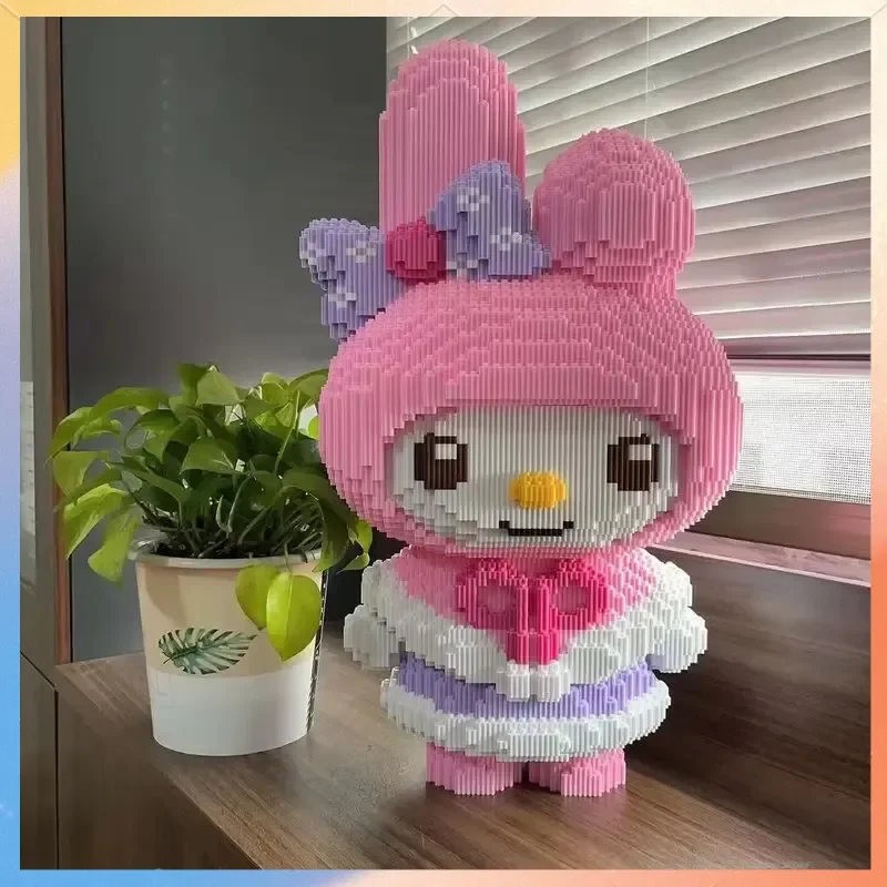 In Voorraad Super Sized Hello Kitty Bouwstenen Melodie Kuromi Melodie Puzzel Meisje Gift Desktop Decoratie Home Decor Speelgoed