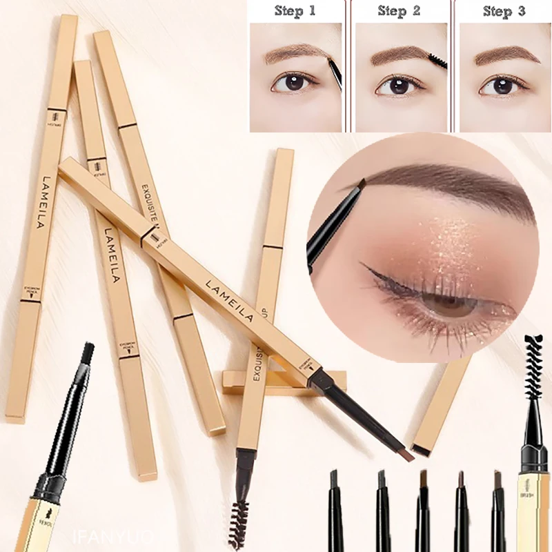 Double Head Eyebrow Pencil with Brush Waterproof Smooth 5 Colors Eye Brow Pen Tint Mascara Enhance Cosmetics Beauty Women Makeup