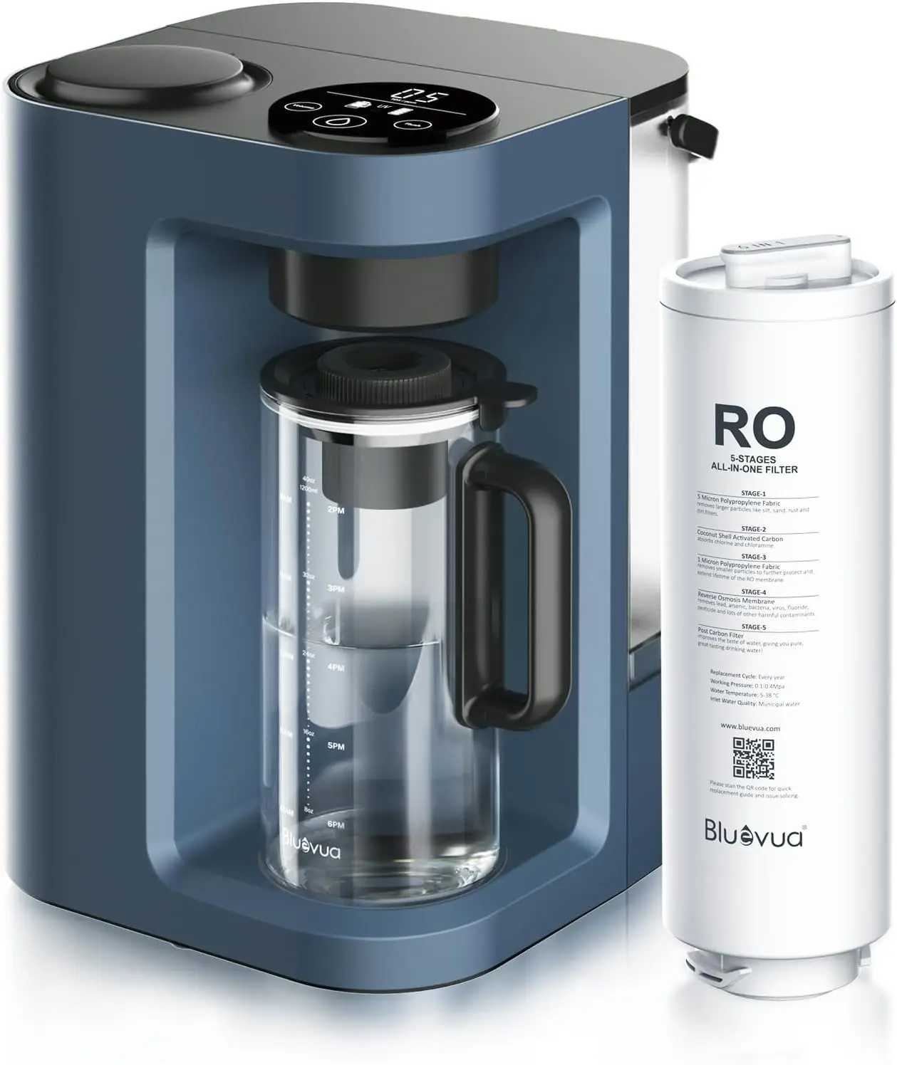 RO100ROPOT-Lite(UV) Countertop Reverse Osmosis Water Filter System, 7-Stage Purification with UV and Remineralization, 3:1 Pure