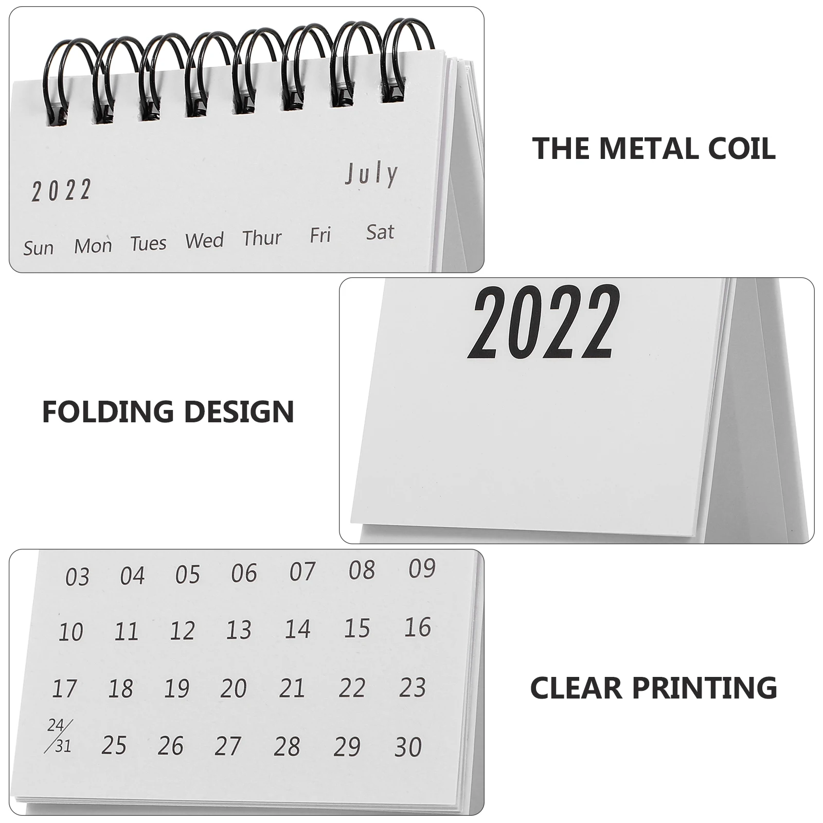 

2022 Mini Desk Calendar Monthly Desktop Planner Foldable PVC Paper Design Space Saving Office Home Decoration Gift Clear Inner