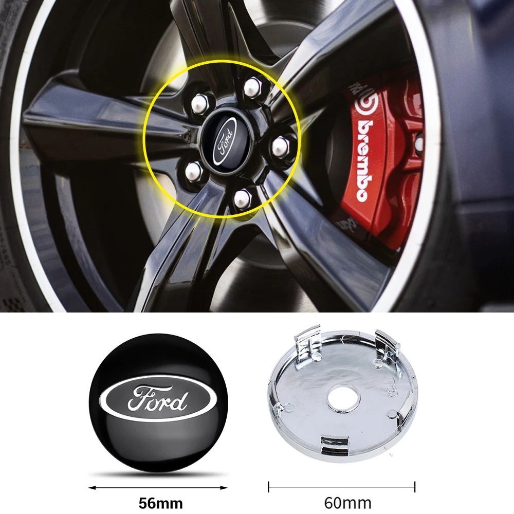 4 tapas de cubo de rueda de 60 mm para Ford Fiesta, Fusion, Kuga, Ranger, Edge, Mondeo, Taurus, Shelby, Explorer, Escape, Mustang