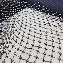 1Yard balıkçılık Net hattı taklidi bağlantı kumaş INS sıcak tasarım 25/37 satır için gerilebilir örgü kristal dekorasyon kumaşlar DIY