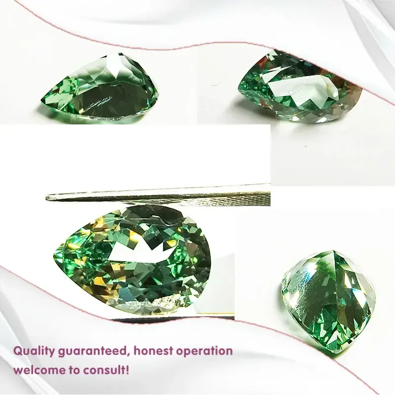 

M- Lab Grown Sapphire Pear Shape Sakura and Green Color DIY Ring Necklace Earrings Main Materials Charms Gem with Certificate