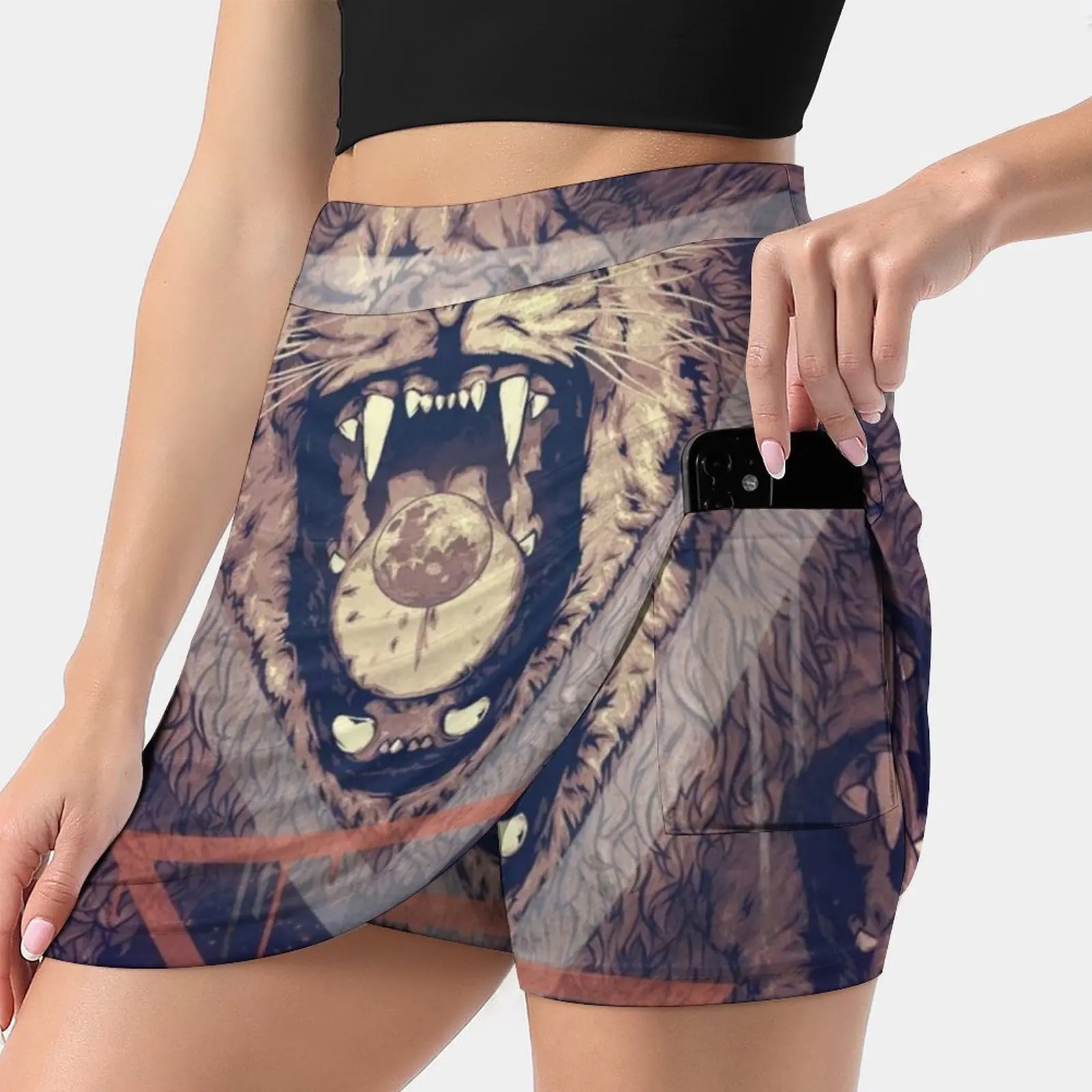 

A Moon For Breakfast ( Variant 2 ) Skirts Woman Fashion 2022 Pant Skirt Mini Skirts Office Short Skirt Triangles Lion Roar