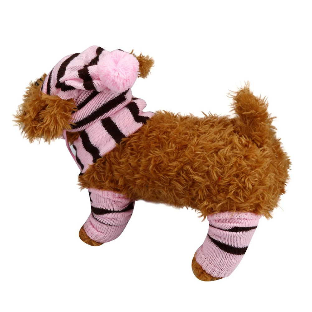 

Dog Scarf Hat Set Winter Accessories Knitted Clothing Dog Warm Costume Festival Strpe Clothes Pet Outfit Photo Props