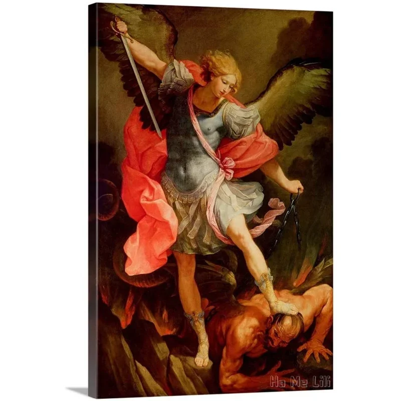 The Archangel Michael Defeating Satan Canvas By Ho Me Lili Wall Art Print Artwork For Living Room Home Decoration