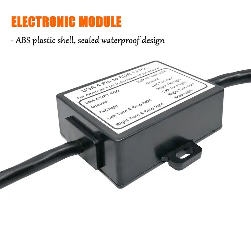 US To EU Trailer Light Converter For US Cars 4-Pin Flat Plug Socket To European Trailer 13-Pin Round Plug - view 2